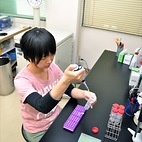 <span class="qrinews-figure-title">2012年6月12日 修士1年の佐藤さん</span>　照葉樹林の遺伝的集団構造の解析をしています。（撮影場所：<a href="http://cellbio.biology.kyushu-u.ac.jp/tachida/" target="_blank">進化遺伝学研究室</a>）